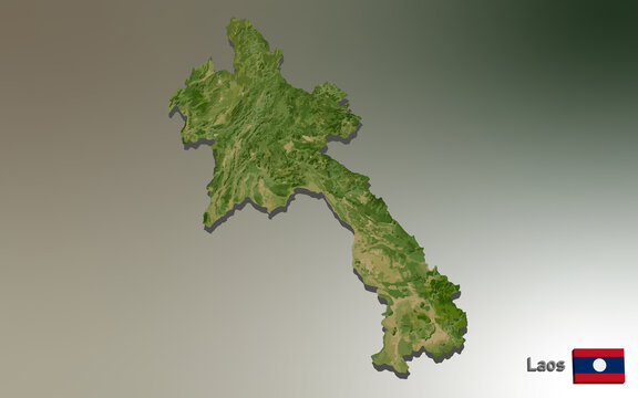 Laos Mosaic Country Map