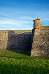 Exterior view of Ciudadela Castle in Jaca city, Pyrenees, Huesca province, Aragon in Spain.
