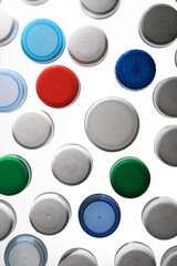 Plastic bottle caps close up