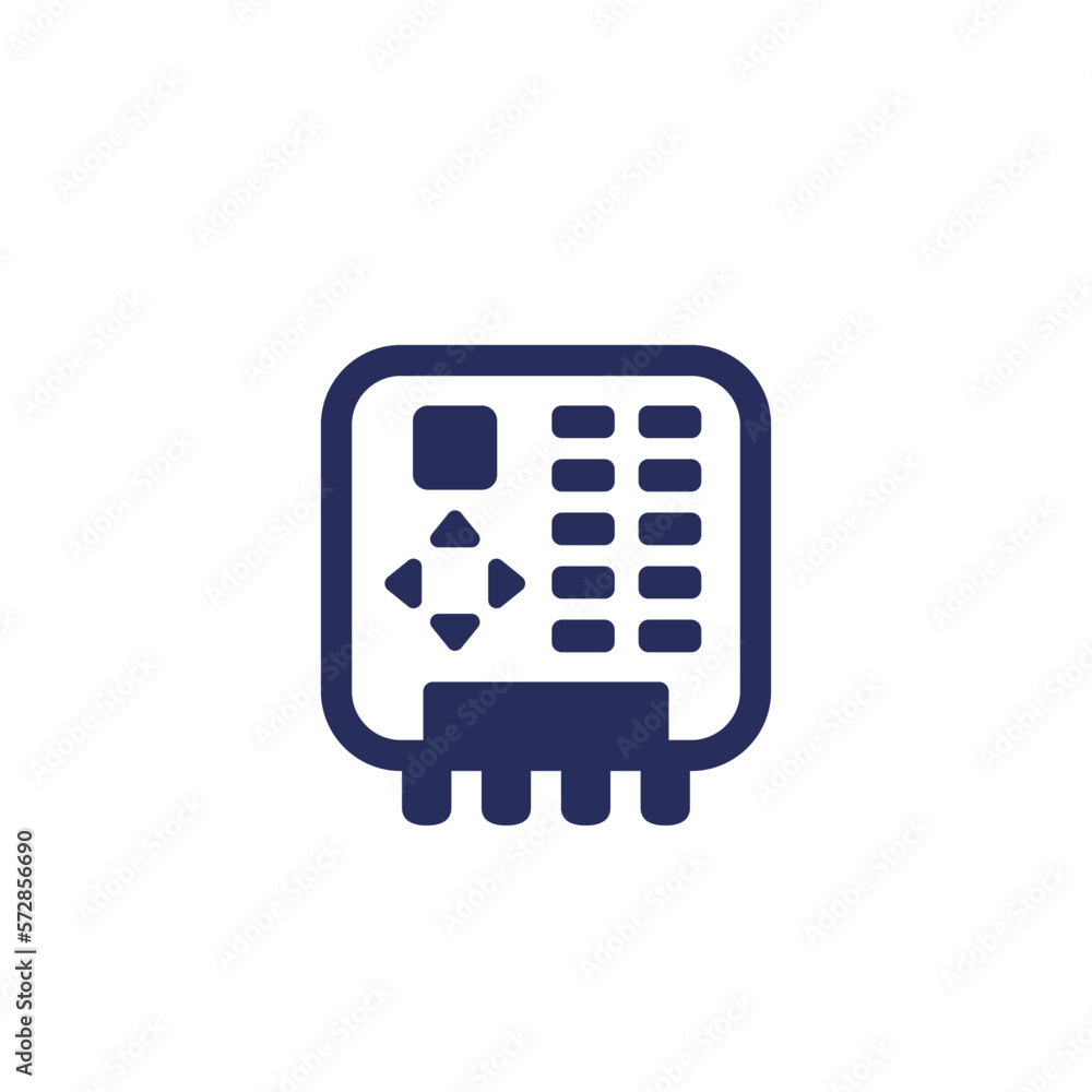 Poster plc icon on white, programmable logic controller
