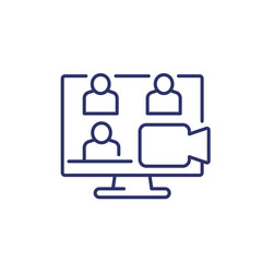 group video call icon on white, line design