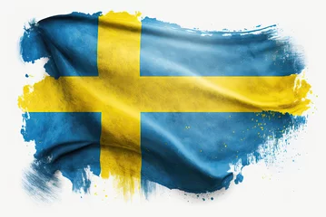 Foto op Aluminium The Swedish flag. generative ai © BKKIllustrator