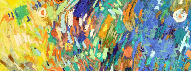 Fototapeta na wymiar Artsy textures. Real artistic brush strokes close up. Modern abstract artwork. Light green, tender blue colors. Mental Health banner templates, Mental Balance poster. Artwork fragment — wallpaper.