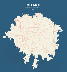 Fototapeta premium Milano city map vector poster flyer