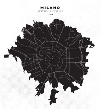 Milano city map vector poster flyer