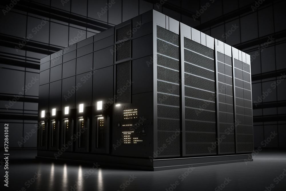 Aufkleber computer in the data center. cloud computing service on a large server farm. cyber ​​security at nig