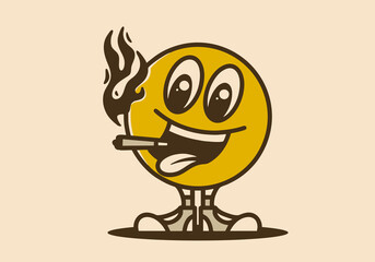 the standing ball character with a cigarette on the mouth