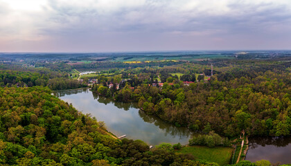 Obraz premium Vadasa lake in Hegyhatszentjakab village. Part of the Orseg national Park in Hungary.