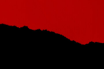 Torn paper in red and black with shadow. Contrast. isolated.