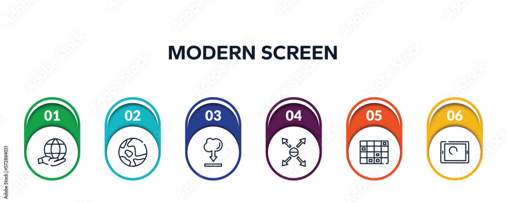 Poster modern screen outline icons with infographic template. thin line icons such as environment, map, int