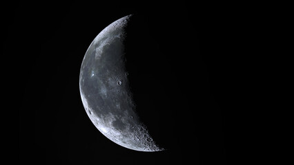 3d rendering of After the New Moon and before First Quarter Moon. crescent moon