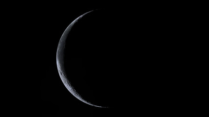 3d rendering of After the New Moon and before First Quarter Moon. crescent moon