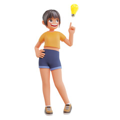 Sexy girls get idea 3d cartoon illustration