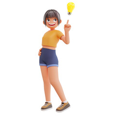 Sexy girls get idea 3d cartoon illustration