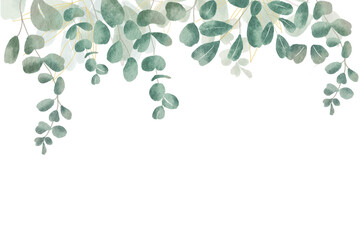 Eucalyptus Watercolor Border, Floral border, Greenery Foliage Border © Smiling Moon
