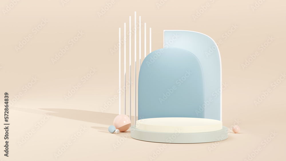 Poster abstract 3d room with realistic cylinder pedestal podium set and minimal scene for product display p
