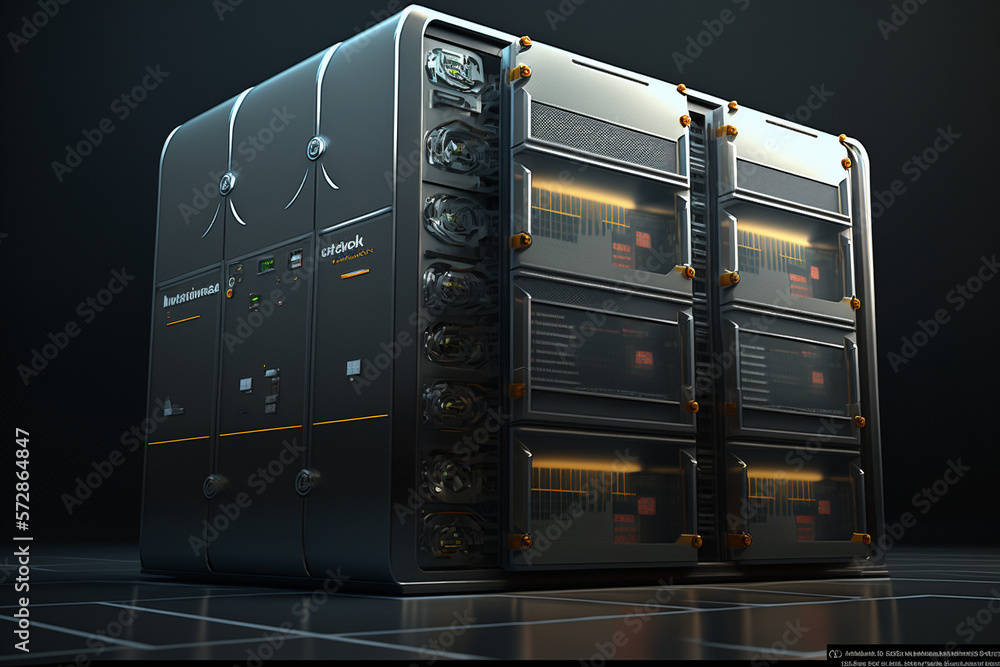 Aufkleber computer in the data center. cloud computing service on a large server farm. cyber ​​security at nig