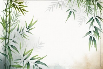 Watercolor Bamboo Painting With Canvas Textur Illustration Background with Generative AI