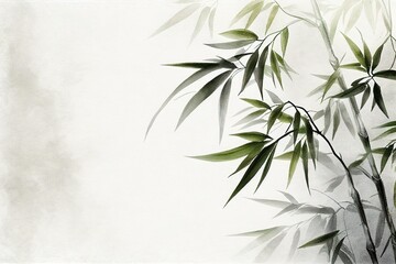 Fototapeta premium Watercolor Bamboo Painting With Canvas Textur Illustration Background with Generative AI