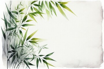 Watercolor Bamboo Painting With Canvas Textur Illustration Background with Generative AI - obrazy, fototapety, plakaty