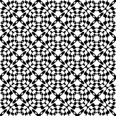 Vector geometric seamless pattern. Minimal ornamental background with abstract shapes. Black and white texture. Simple abstract ornament background. Dark repeat design for decor, fabric, cloth.