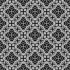 Vector geometric seamless pattern. Minimal ornamental background with abstract shapes. Black and white texture. Simple abstract ornament background. Dark repeat design for decor, fabric, cloth.