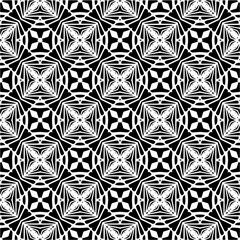 Vector geometric seamless pattern. Minimal ornamental background with abstract shapes. Black and white texture. Simple abstract ornament background. Dark repeat design for decor, fabric, cloth.