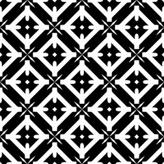 Vector geometric seamless pattern. Minimal ornamental background with abstract shapes. Black and white texture. Simple abstract ornament background. Dark repeat design for decor, fabric, cloth.