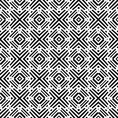 Vector geometric seamless pattern. Minimal ornamental background with abstract shapes. Black and white texture. Simple abstract ornament background. Dark repeat design for decor, fabric, cloth.