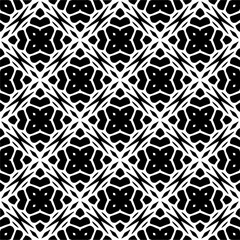 Vector geometric seamless pattern. Minimal ornamental background with abstract shapes. Black and white texture. Simple abstract ornament background. Dark repeat design for decor, fabric, cloth.