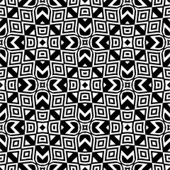 Vector geometric seamless pattern. Minimal ornamental background with abstract shapes. Black and white texture. Simple abstract ornament background. Dark repeat design for decor, fabric, cloth.