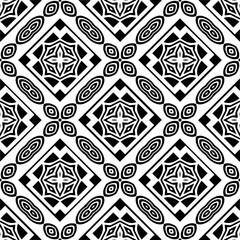 Vector geometric seamless pattern. Minimal ornamental background with abstract shapes. Black and white texture. Simple abstract ornament background. Dark repeat design for decor, fabric, cloth.