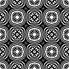 Vector geometric seamless pattern. Minimal ornamental background with abstract shapes. Black and white texture. Simple abstract ornament background. Dark repeat design for decor, fabric, cloth.