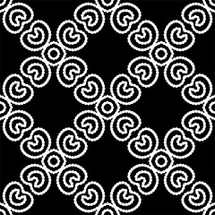 Vector geometric seamless pattern. Minimal ornamental background with abstract shapes. Black and white texture. Simple abstract ornament background. Dark repeat design for decor, fabric, cloth.
