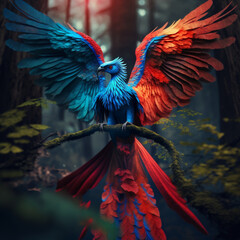 blue and red phoenix 