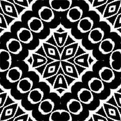 Vector geometric seamless pattern. Minimal ornamental background with abstract shapes. Black and white texture. Simple abstract ornament background. Dark repeat design for decor, fabric, cloth.