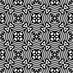 Vector geometric seamless pattern. Minimal ornamental background with abstract shapes. Black and white texture. Simple abstract ornament background. Dark repeat design for decor, fabric, cloth.