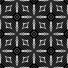 Vector geometric seamless pattern. Minimal ornamental background with abstract shapes. Black and white texture. Simple abstract ornament background. Dark repeat design for decor, fabric, cloth.