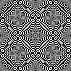 Vector geometric seamless pattern. Minimal ornamental background with abstract shapes. Black and white texture. Simple abstract ornament background. Dark repeat design for decor, fabric, cloth.