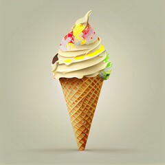 ice cream cone, vector style, highly detailed AI Generated