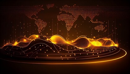 Digital technology network background. Light gold background. Generative AI, Generative, AI