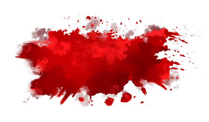 horror illustration abstract red paint brush splash, blood stain isolated on blank space.