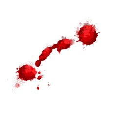 horror illustration abstract red paint splash, blood stain isolated on blank space.