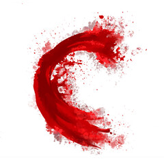 horror illustration abstract red paint splash, blood stain isolated on blank space.