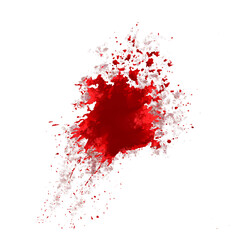 horror illustration abstract red paint splash, blood stain isolated on blank space.