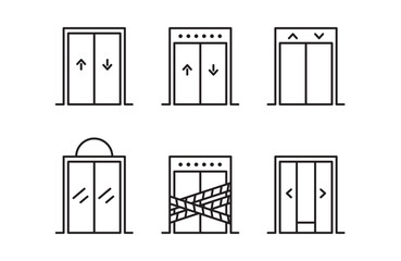 Elevator icon set Lift symbols vector for app web banner logo icon button - Vector