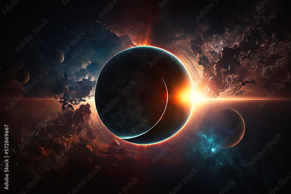 Poster computer-generated image of a stellar eclipse generative ai