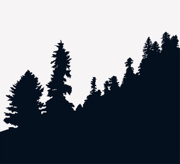Background with evergreen forest silhouette