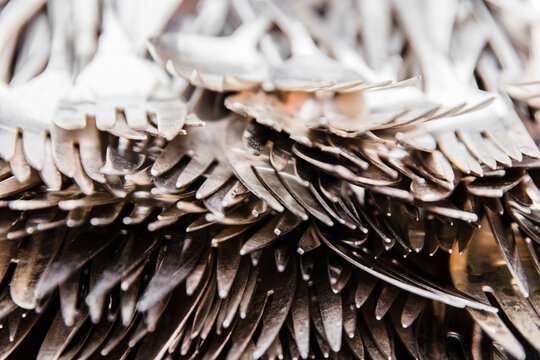 Close up of heap of silver forks