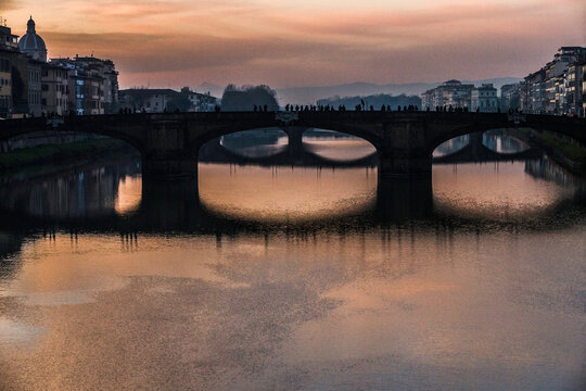 Ponte Santa Trinita, bridge over Arno River in Florence, Tuscany, Italy